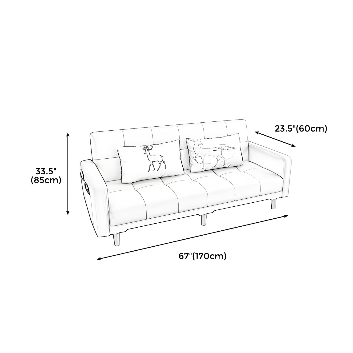 Square Arm Modern Storage Sofa with Biscuit Back Convertible Sofa for Living Room thumbnail 21