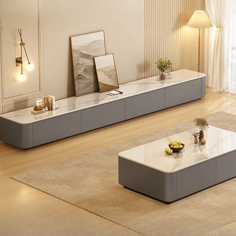 Modern Simple Style Glass TV Stand with 4-Drawer/3 Drawers thumbnail 6