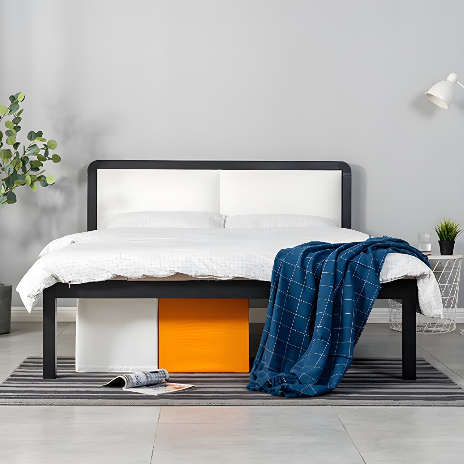 Slat Bed 36.61"H Adjustable Height with Open-Frame Upholstered Headboard thumbnail 3