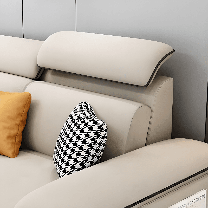 Casual L-Shape Stain Resistant Cream Sofa Recliner with Left/Right Hand Facing Square Arm and Chaise Component thumbnail 3
