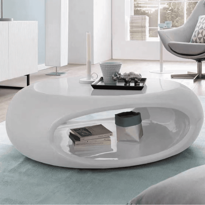 Simple Ink Oval/Rounded Hardened Glass Single Accent Table with Container & Abstract Base thumbnail 9