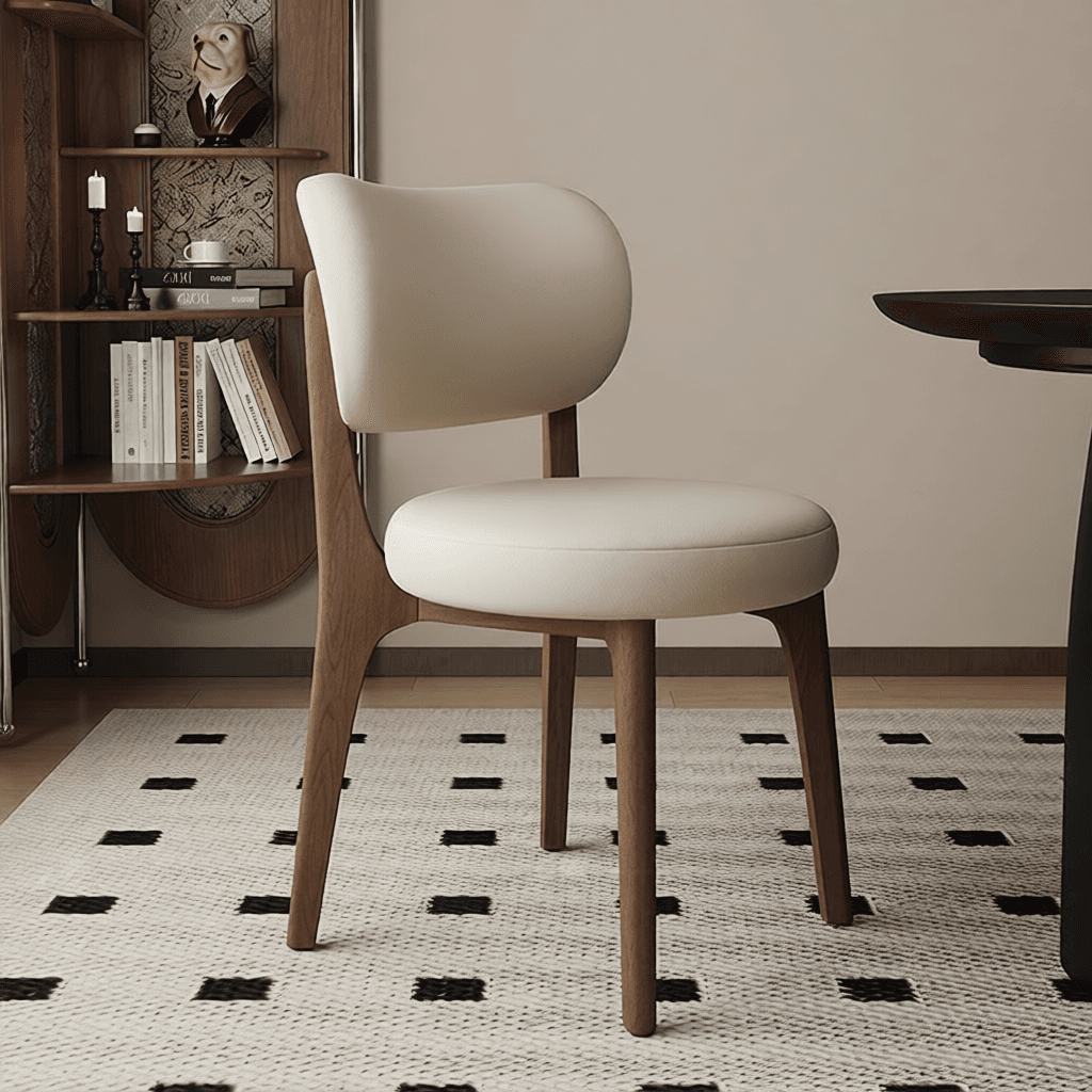 Modish Dining Room Side Chair with Padded Upholstery, Timber Legs, and Low Back thumbnail 3