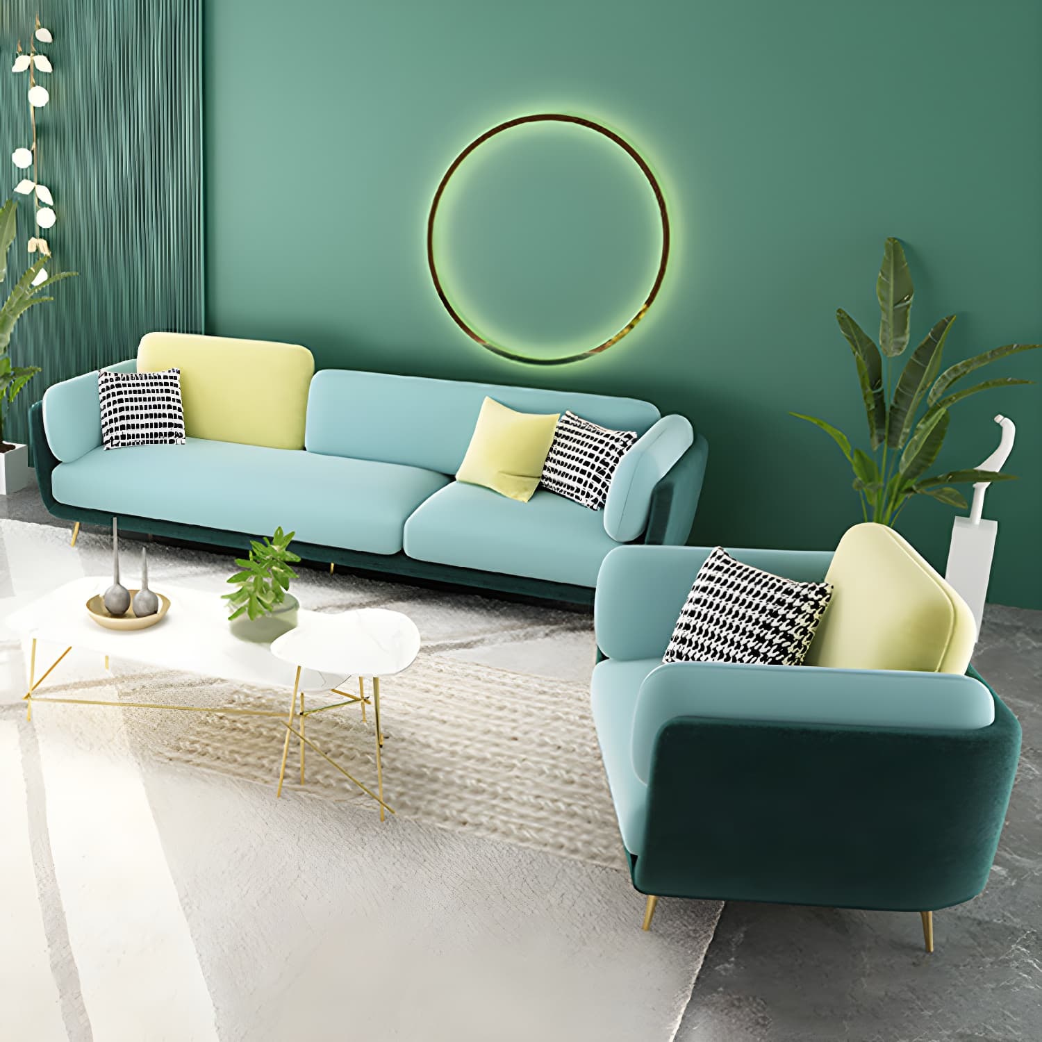 36" High Modern Velvet Square Arm Sofa with 2 Pillows Standard Sofa for Living Room thumbnail 7