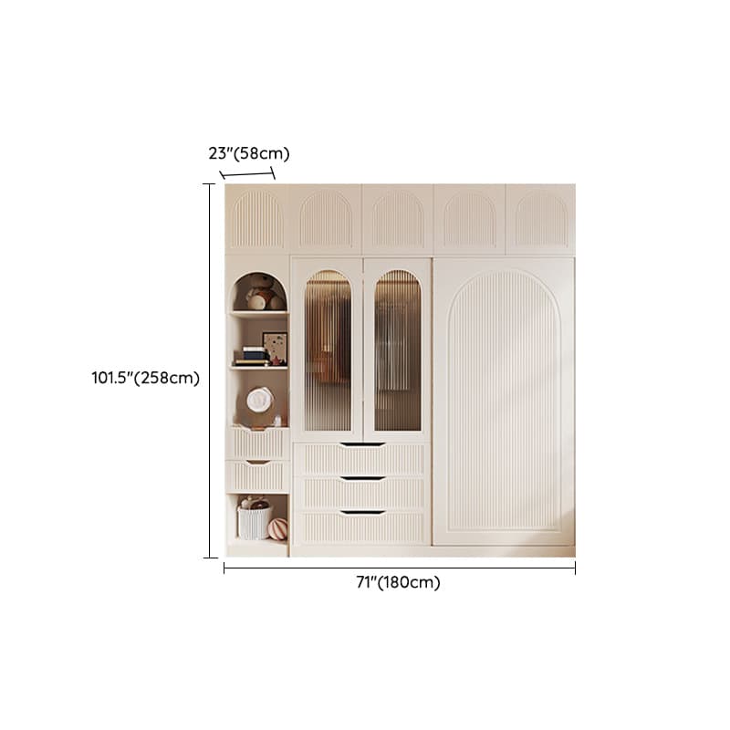 Chalk Almirah in Timber with Clothing Rod, 3 Cabinets/2 Cabinets and 5-Drawer/4-Drawer/3-Drawer in a Minimalist Style, 3-Shelf/2-Shelf Included/Not Included thumbnail 35