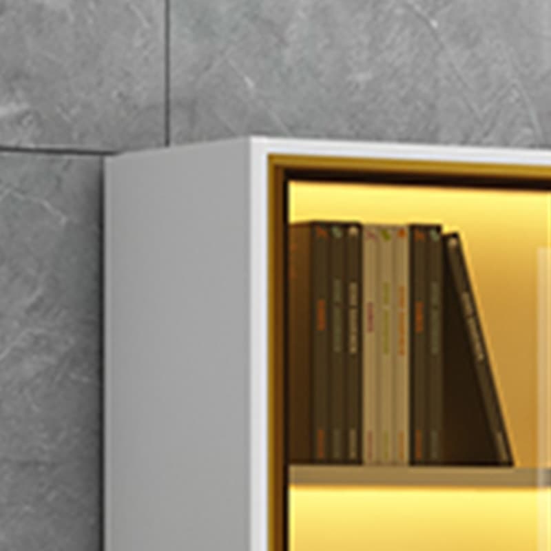 Glam Rectangle Accent Cabinet with Metal Base and Wood Countertop, Glass Doors and Lighting Included thumbnail 10
