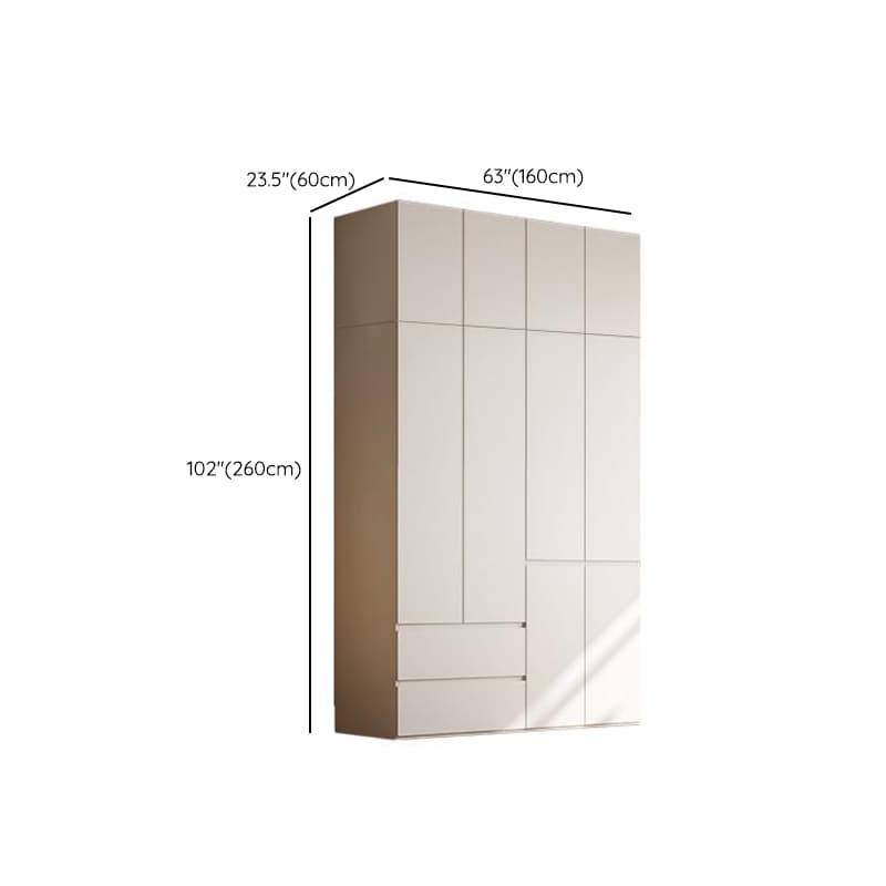 Chalk Modern Natural Wood Standalone Almirah with Soft Close Drawer, Interior Shelves, and Hanging Rod thumbnail 14