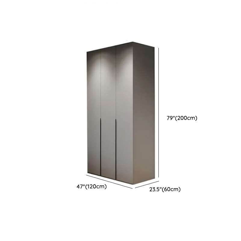 Dove Grey Minimalist Manufactured Wood Wardrobe Closet with Compartments, Soft Close Door, Interior Shelves, and Clothing Rod thumbnail 7