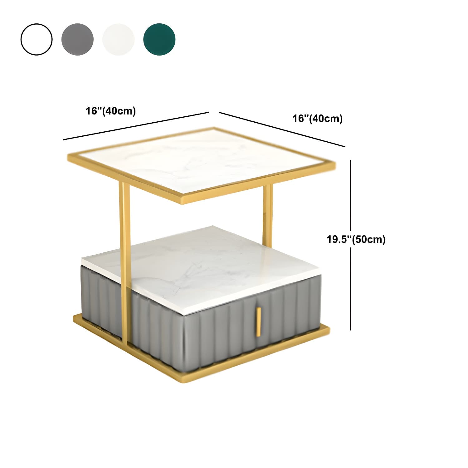 Modern Open Storage Nightstand Stone Top 20 Inch Tall 1-Drawer Night Table thumbnail 15