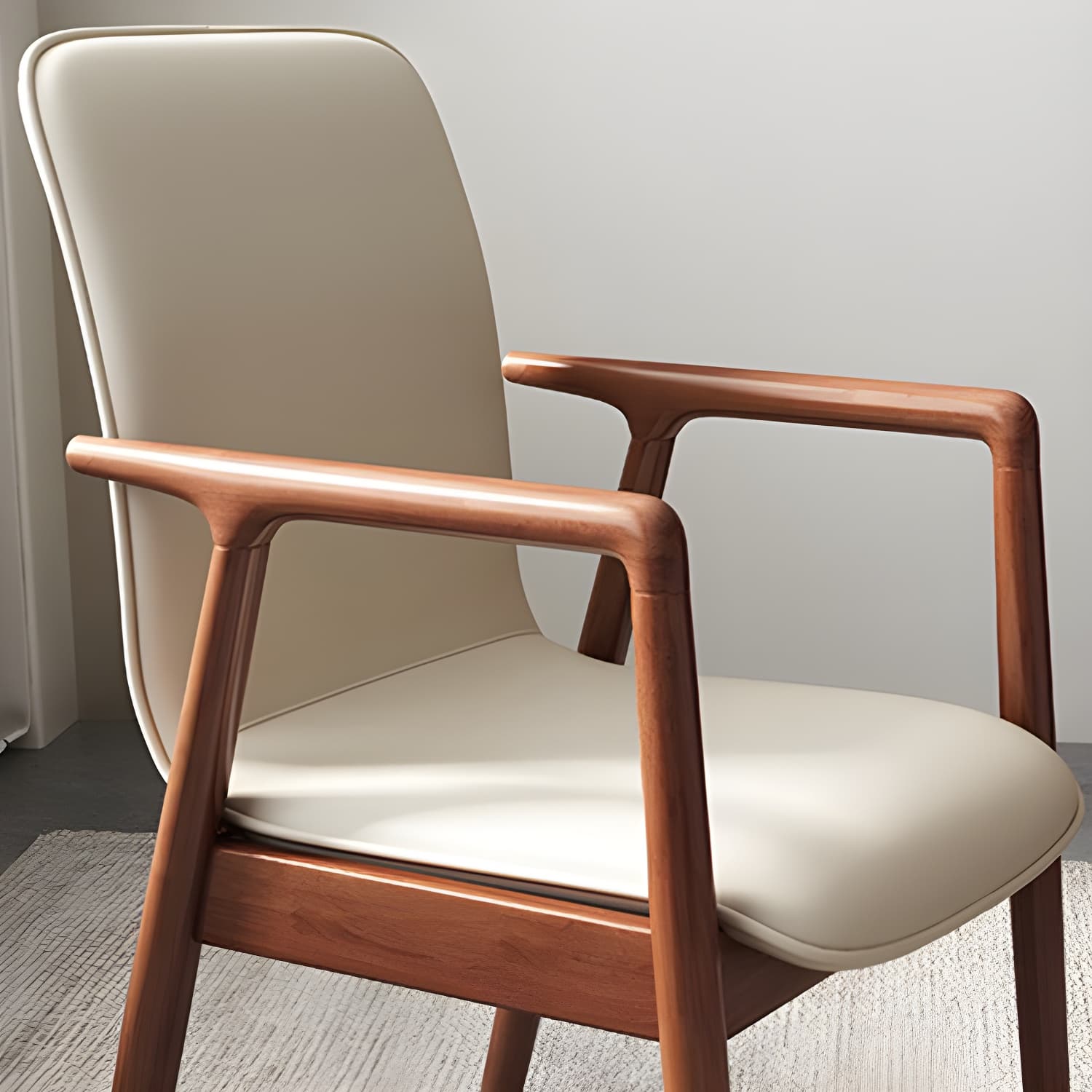 Modern Style Chair Dining Arm Chairs with Wooden Legs for Kitchen thumbnail 17