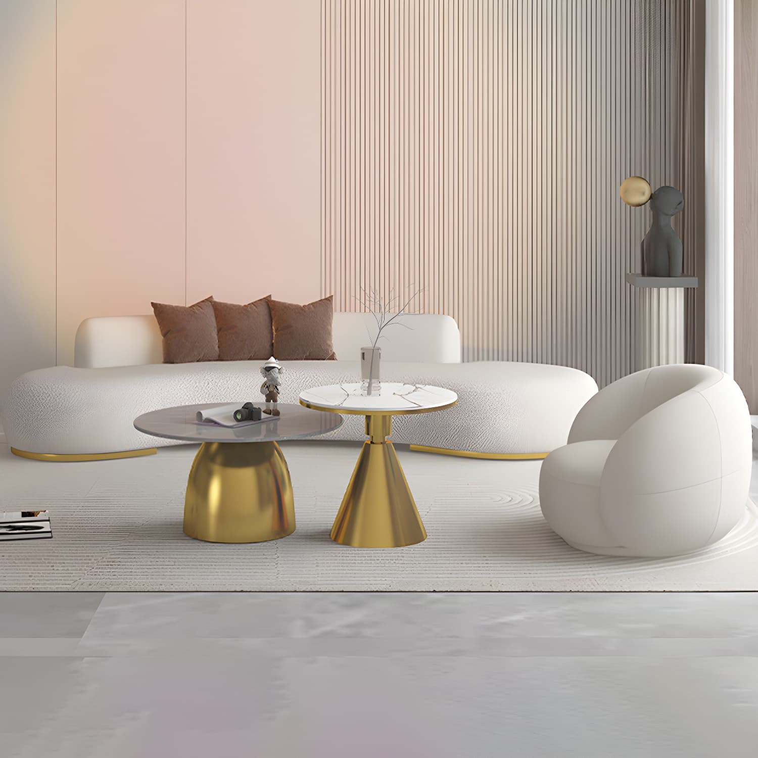 Contemporary Curved Sofa with Tight Back Standard Armless Sofa for Living Room thumbnail 15