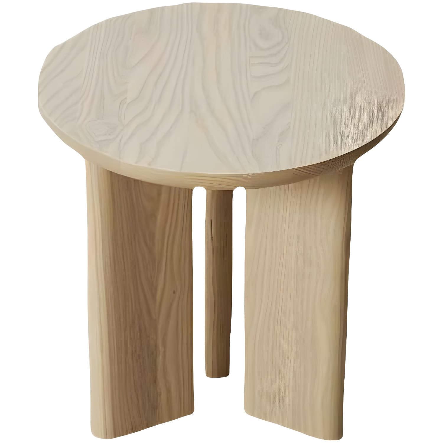 Scandinavian Round Wood Coffee Table with Three-Leg Base and Standard Height thumbnail 5