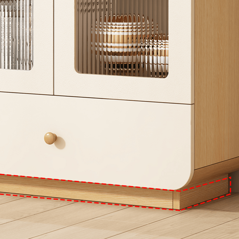 Modern White Lumber Narrow Sideboard with Single Drawer, 4 Shelves/Three Internal Shelves/Two Internal Shelves, Glass-panel Door thumbnail 3