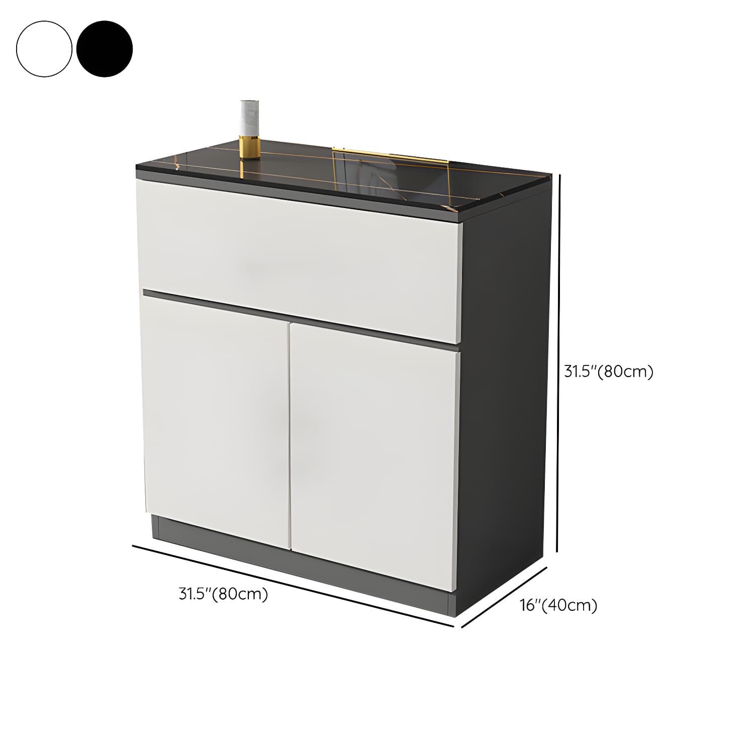 Contemporary Stone Top Sideboard Cabinet with Drawer and Door thumbnail 8
