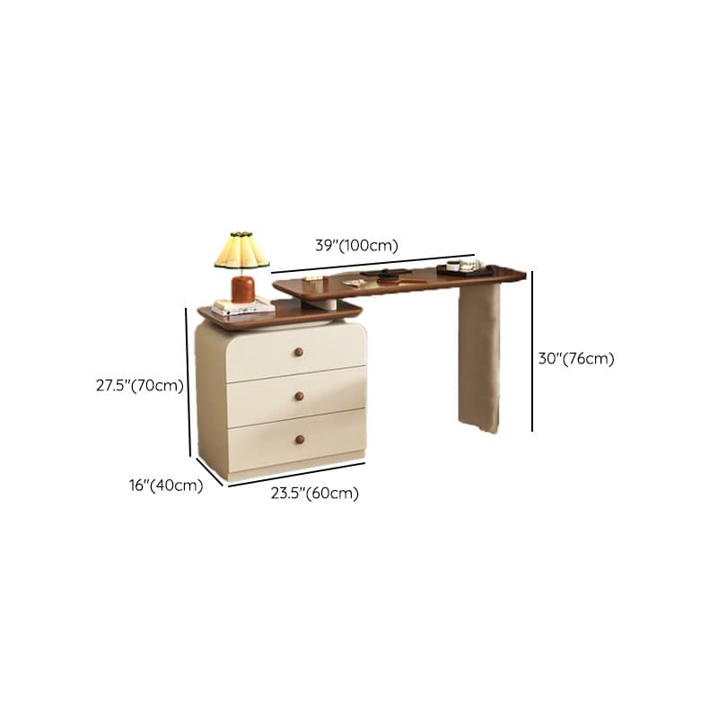 Cream Modish Large Vanity Set with Reclaimed Wood Table Top, 3/6 Drawers, and Light Up Mirror thumbnail 9