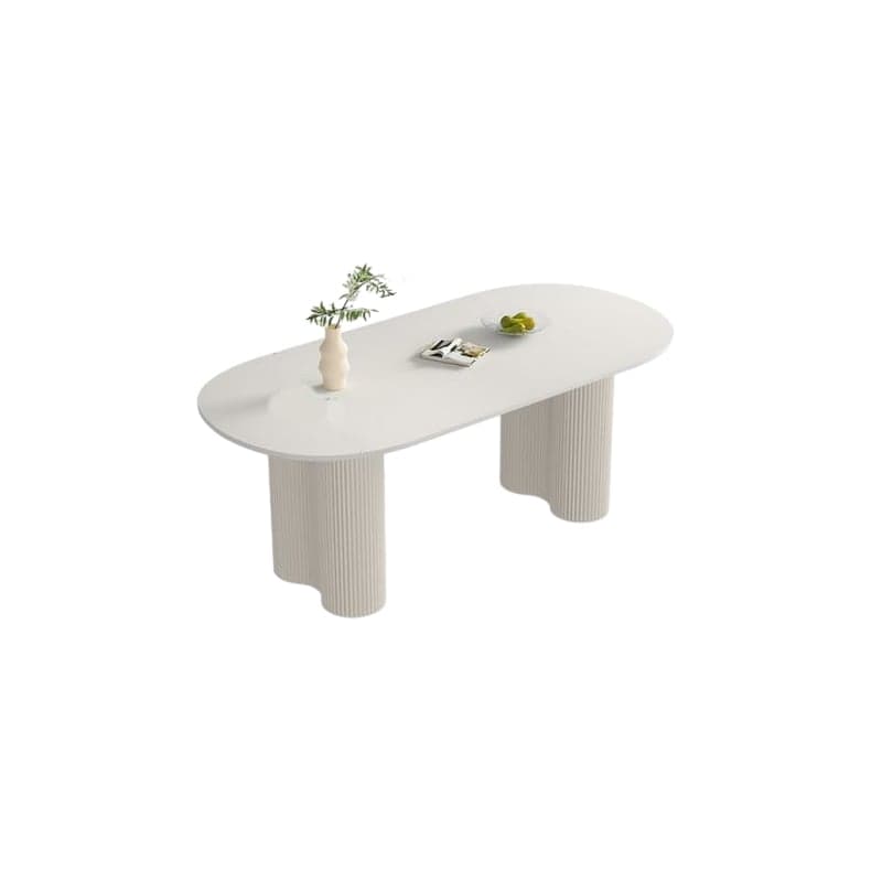 White Modern Stone Top Kitchen Dining Table with Metal Base for Home thumbnail 2