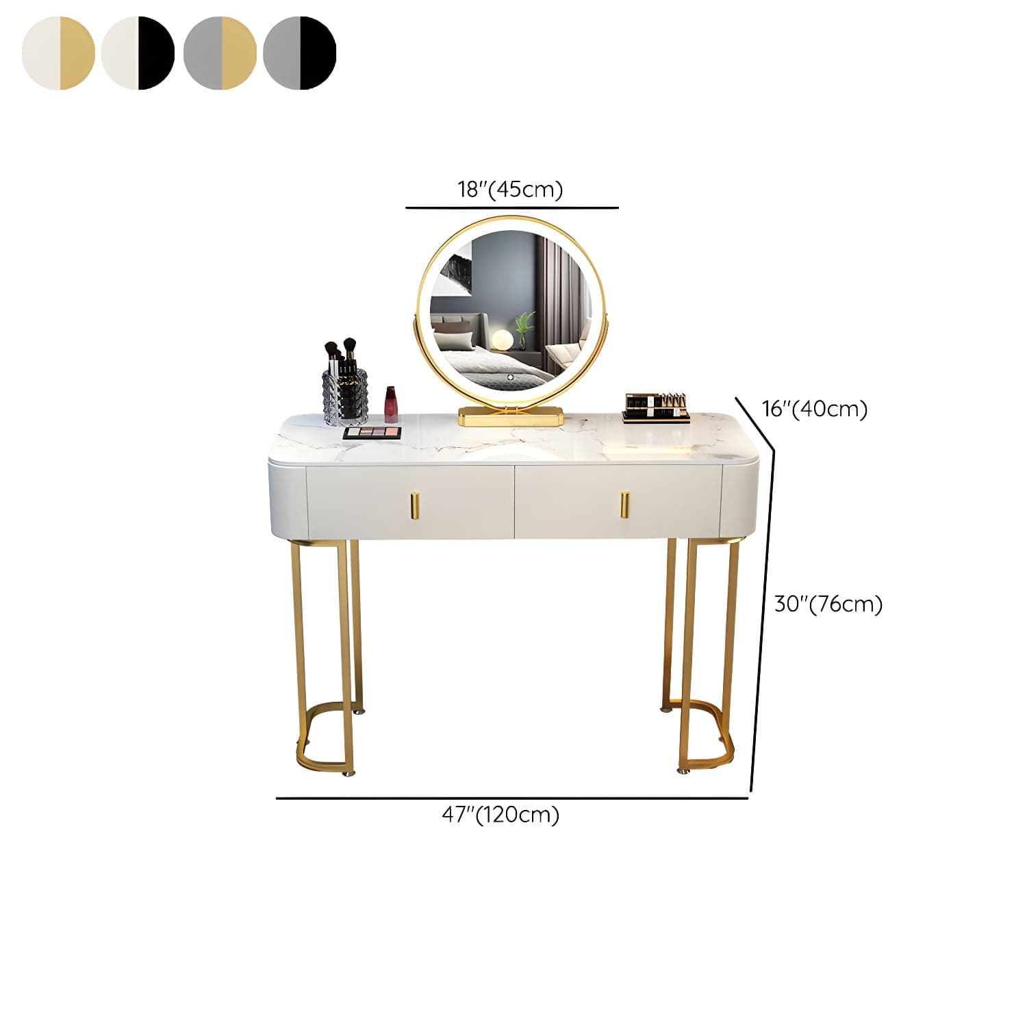 Slate Makeup Counter Adjustable Mirror Vanity Dressing Table with Drawer thumbnail 18
