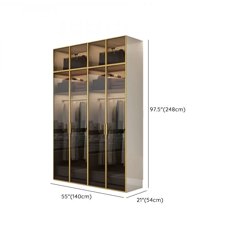 White Trendy Reclaimed Wood Almirah with Soft Close Drawer, Interior Shelves, and Hanging Rod thumbnail 24