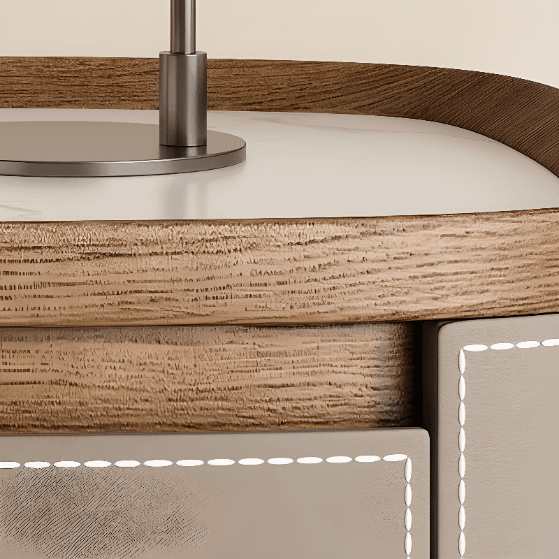 Modern Simple Style Nightstand With Drawer Storage Featuring 2 Drawers and Stone Countertop thumbnail 14