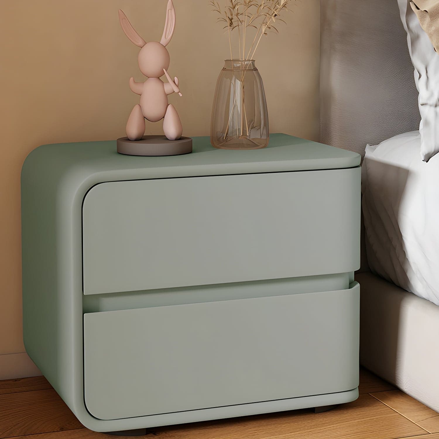 Scandinavian Pine Accent Table Nightstand Drawers Included with Legs thumbnail 3
