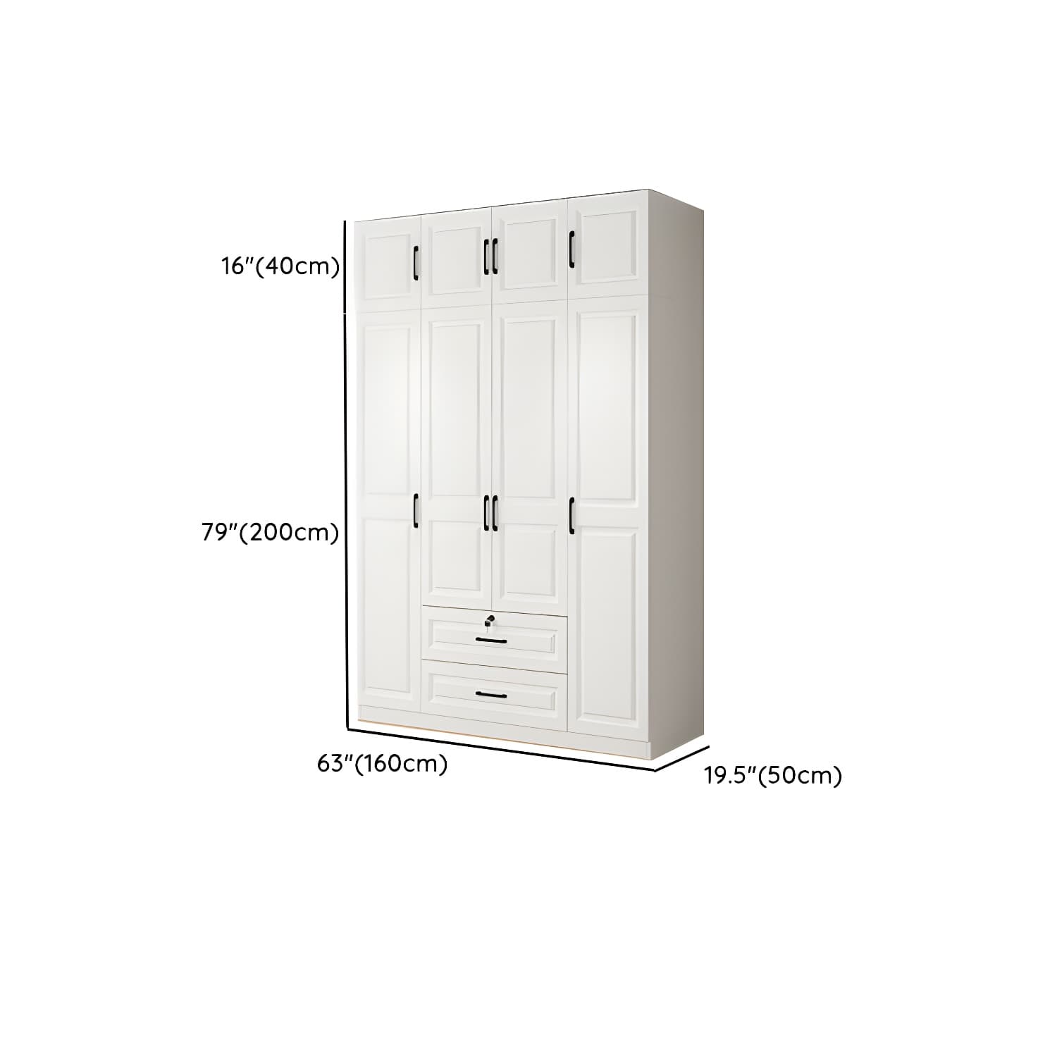White Wood Wardrobe Armoire with Drawers, Shelves, and Clothing Rod thumbnail 20