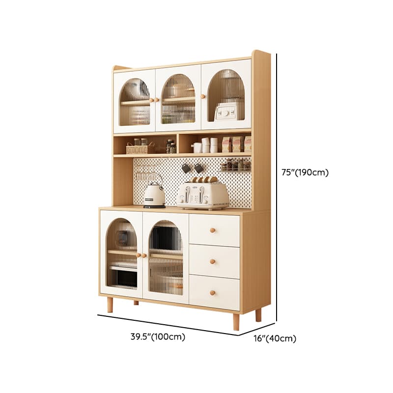 Scandinavian Wood Buffet 3 Cabinet Doors with Glass Interior Shelves thumbnail 28