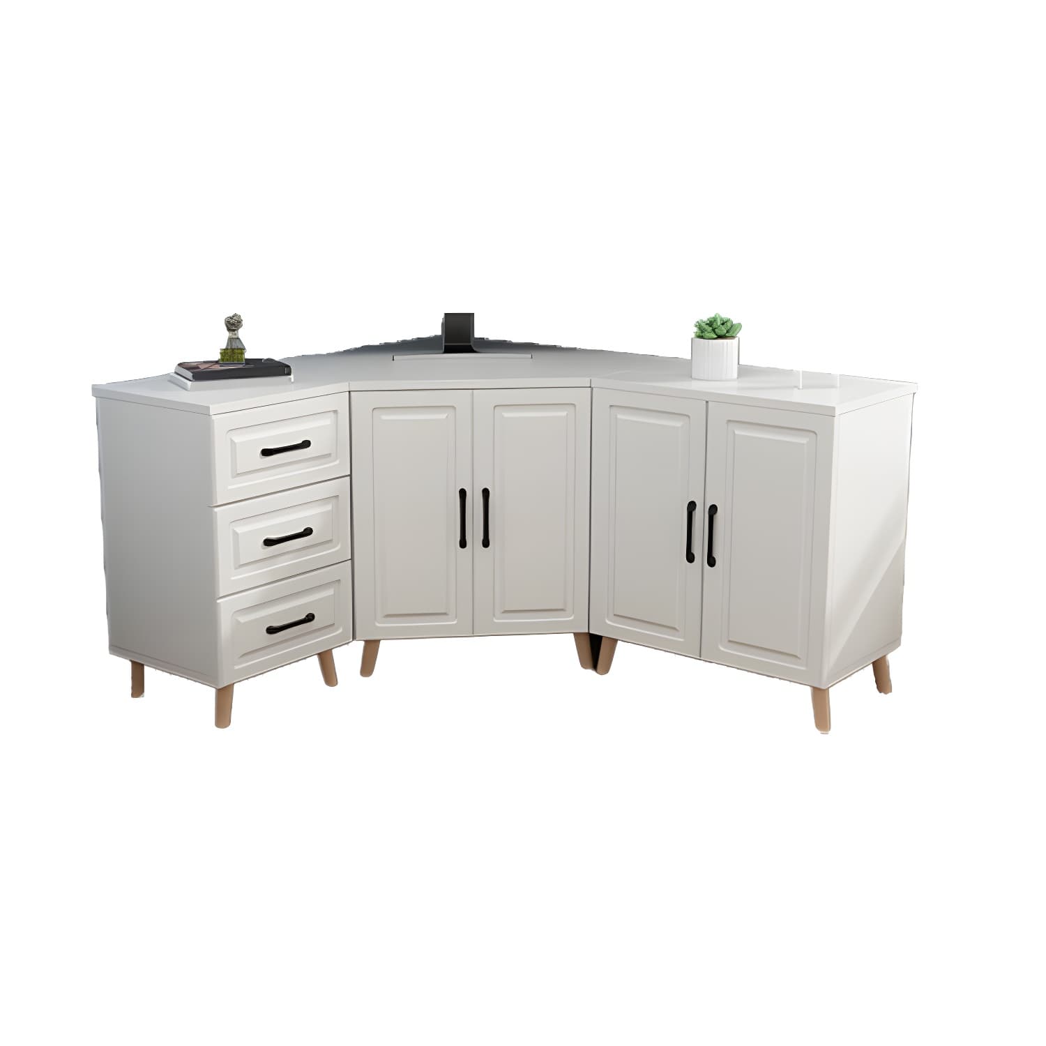 Bar Pulls Contemporary Manufactured Wood with Shelves Corner Accent Cabinet thumbnail 11