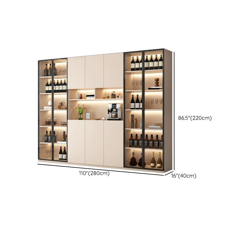 Off-White Contemporary Wood Buffet Sideboard with Cabinets and Shelves thumbnail 28