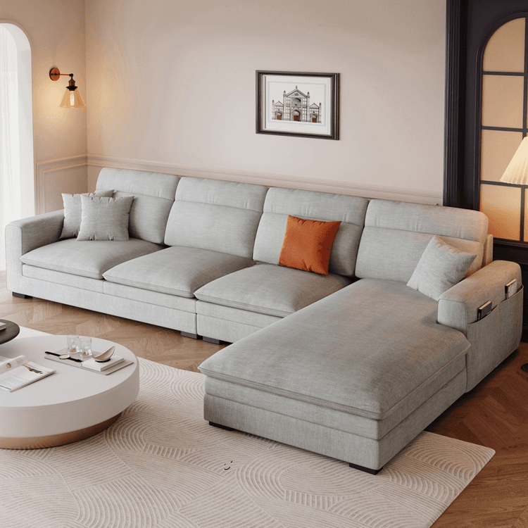 L-Shape/Straight Sofa Recliner/Sofa Couch with Concealed Support and Pine Wood Frame thumbnail 5