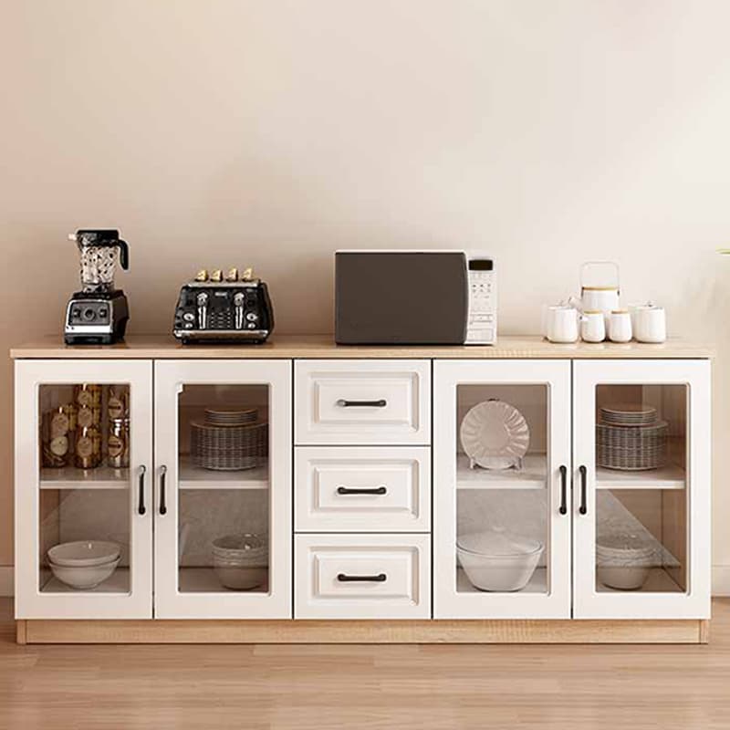 Modern Wood Buffet Cabinet with Glass Doors and Shelves - Full Assembly Needed thumbnail 5