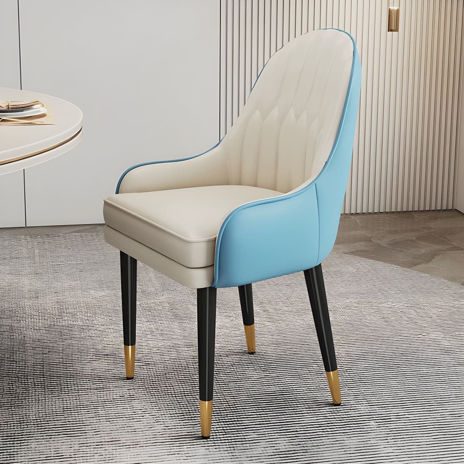 Glam Arm Chair with Upholstered Faux Leather, Solid Back, and Metal Legs thumbnail 6