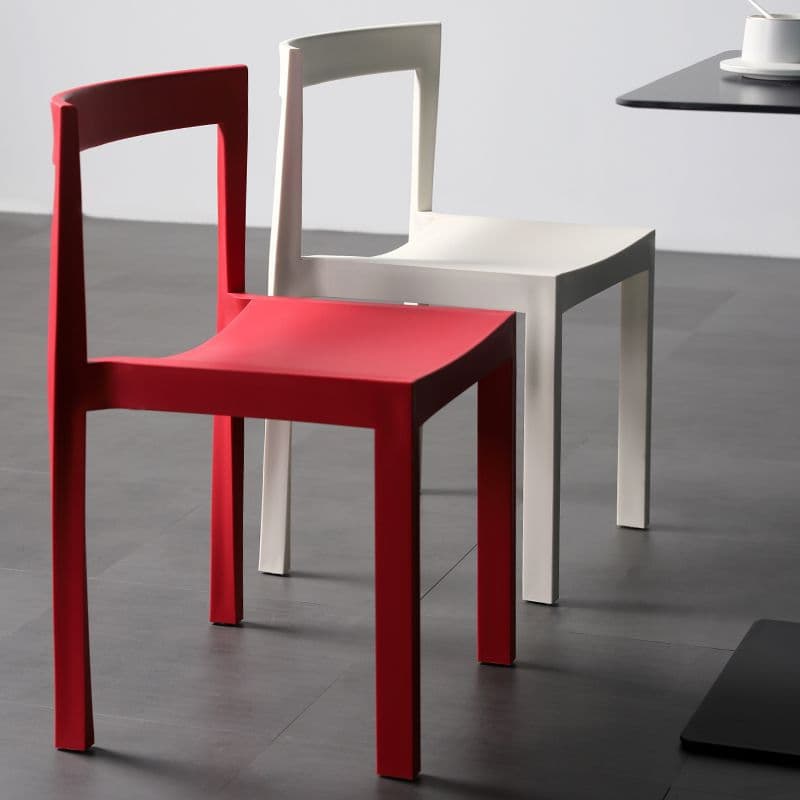 Simplistic Side Chair with Cerulean/Olive Green/Crimson Polymer Legs and Stackable Uncovered Back thumbnail 9