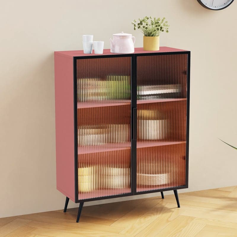 Contemporary Metal Floor-mounted Sideboard with Vertical Glass Doors thumbnail 6