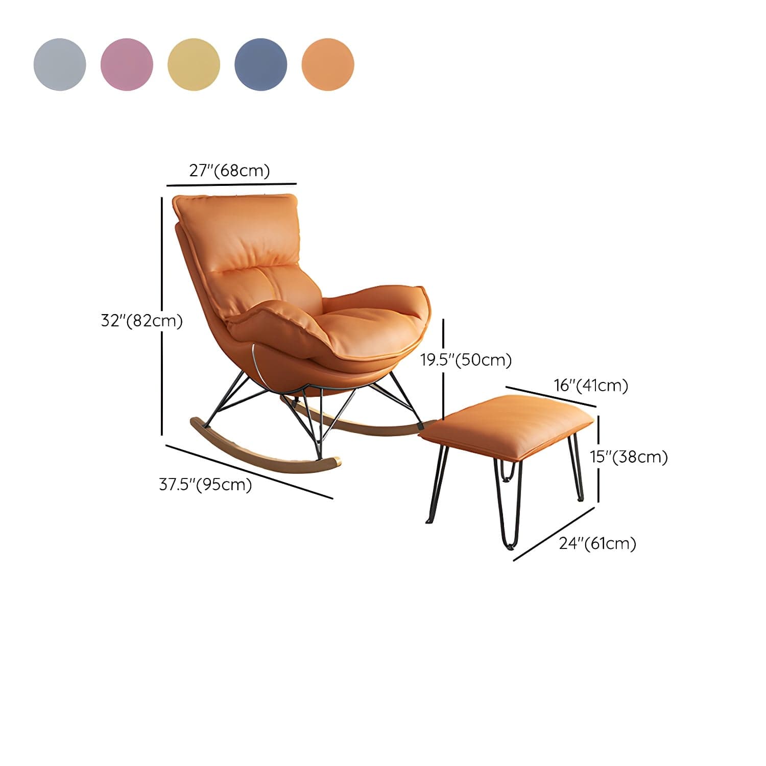Modern Upholstered Rocking Chair and Ottoman Set - Natural Wood Legs, Stylish Design for Home Decor thumbnail 18