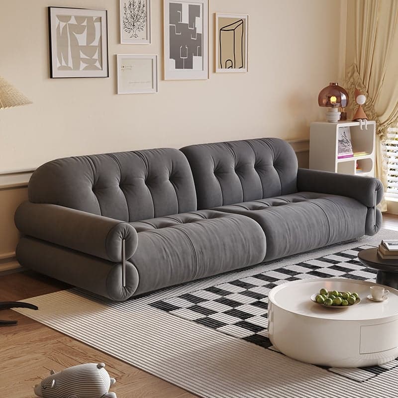 Modern Solid Color Tear Resistant Standard Sofa in Grey/Auburn/Ivory for 4-seater/Seats 5/3-seater thumbnail 3
