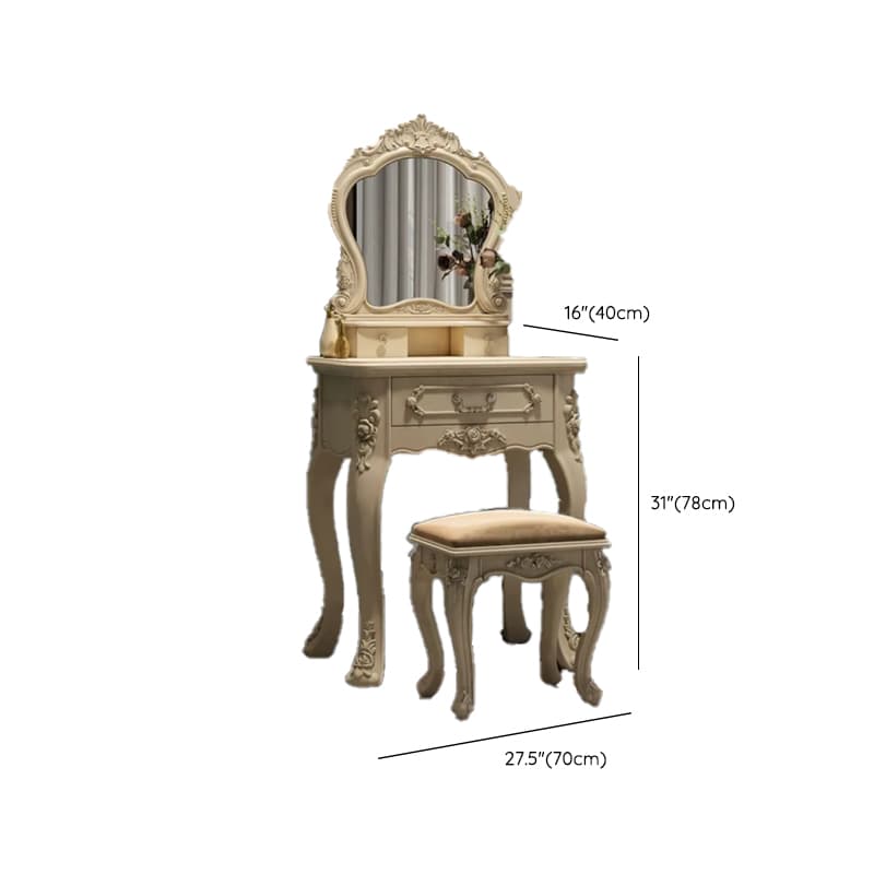 Standard/Small/Large Retro Cream Timber Vanity Set with Chair & Standing Mirror thumbnail 11