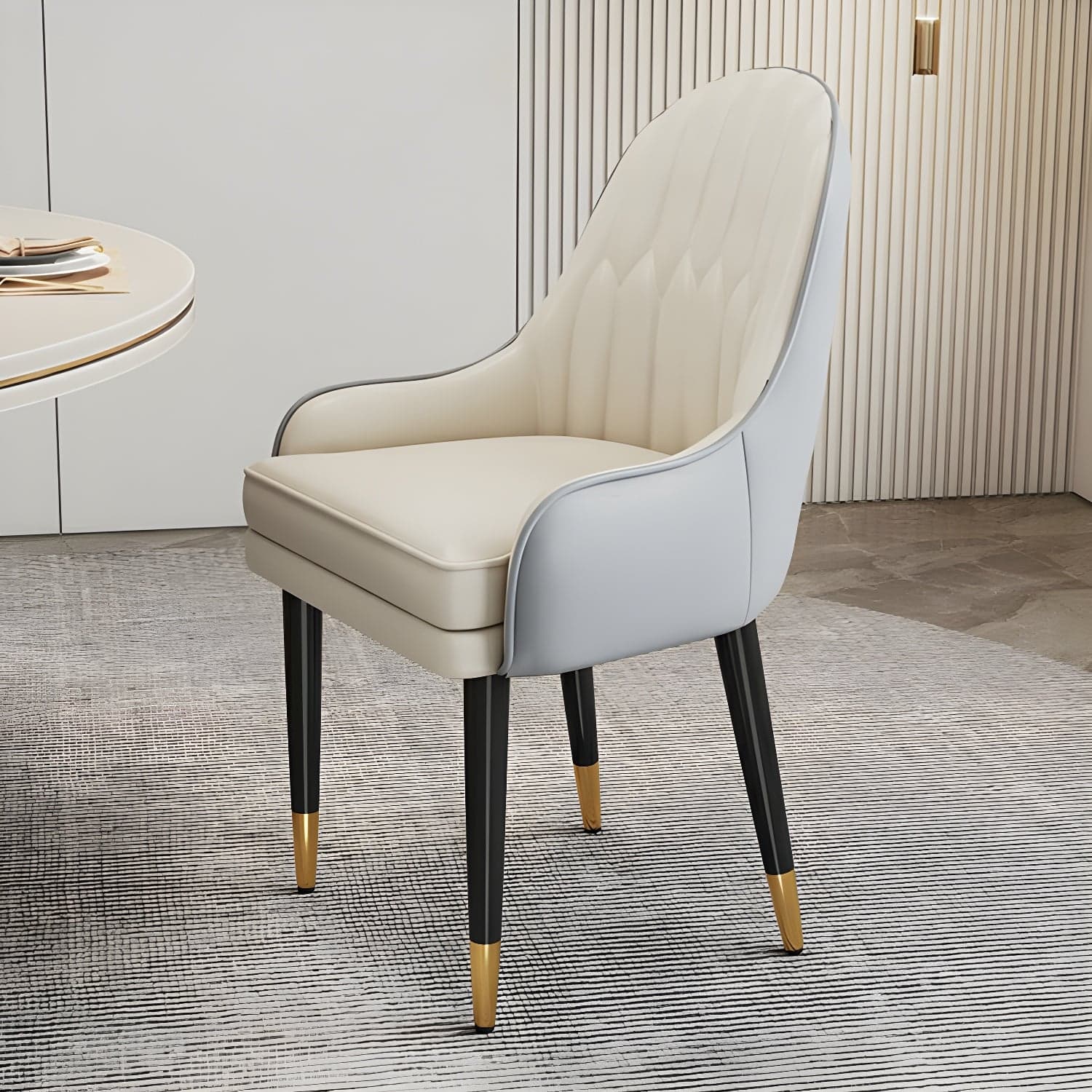 Glam Arm Chair with Upholstered Faux Leather, Solid Back, and Metal Legs thumbnail 16