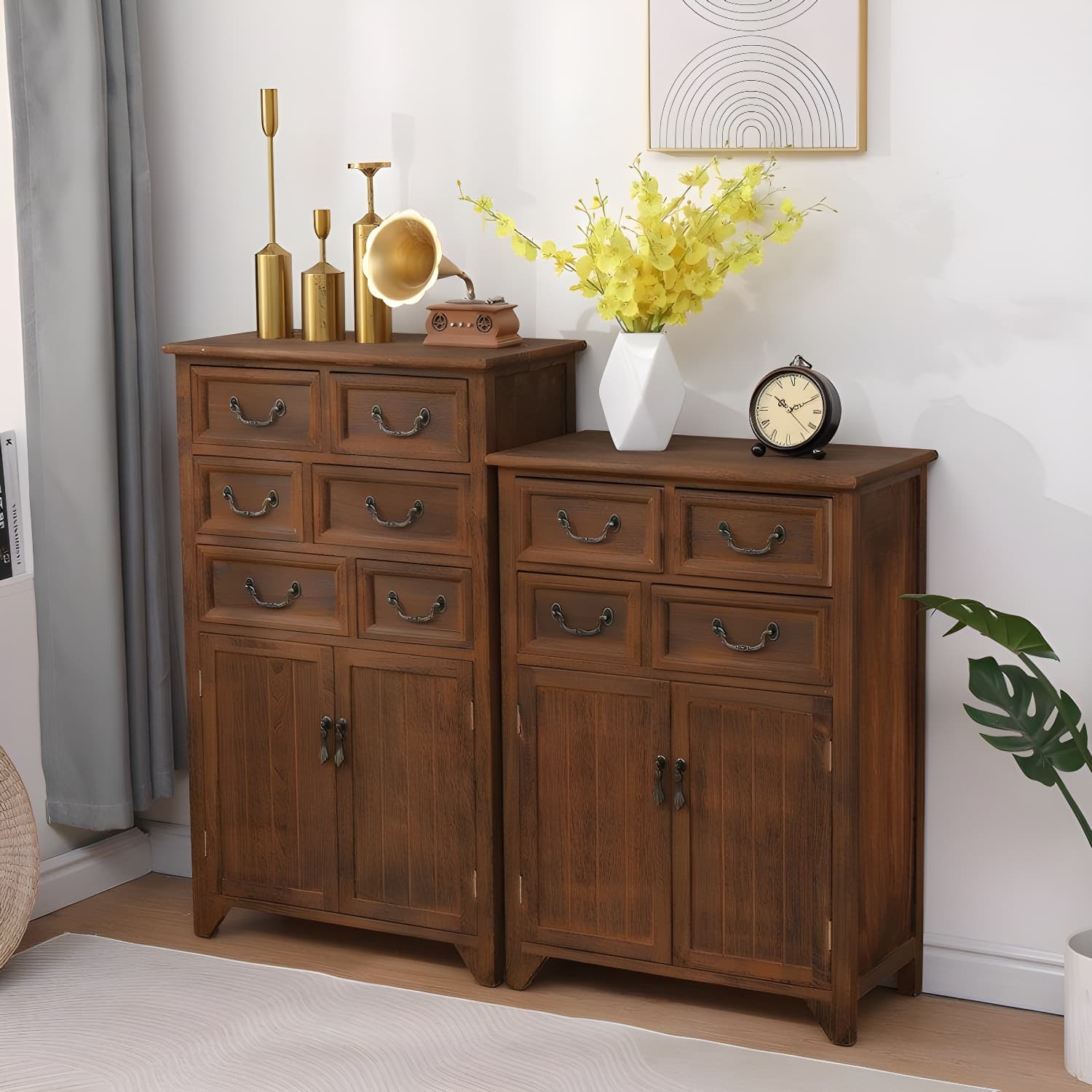 23.6'' Wood 1 Cabinet with Drawers Traditional Accent Cabinet in Distressed Finish thumbnail 5