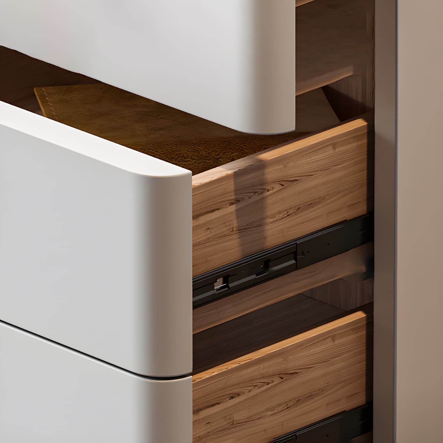 Contemporary Accent Table Nightstand Leather Nightstand with 3 Drawers thumbnail 15