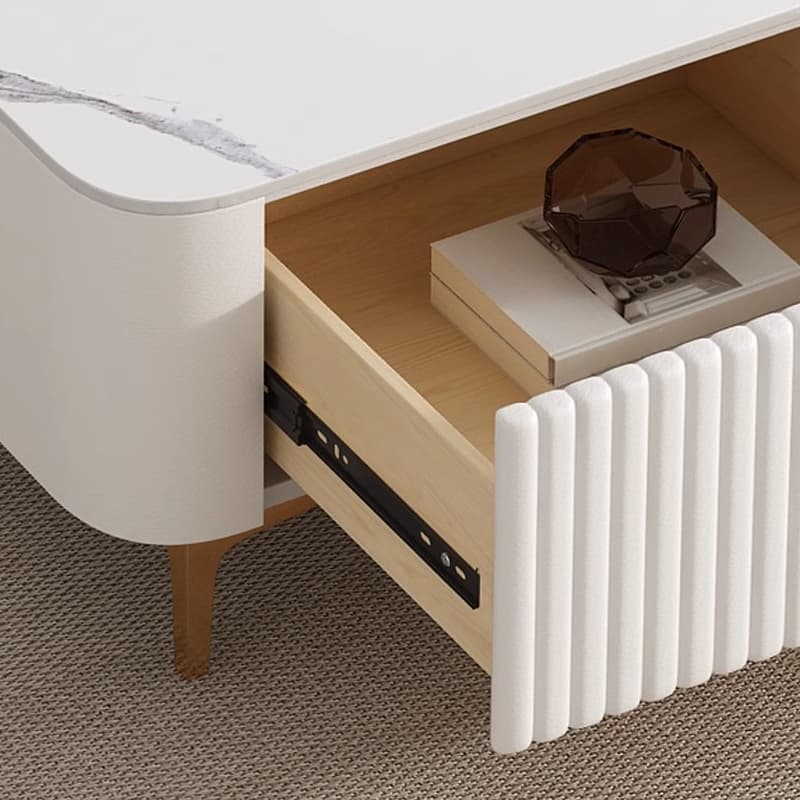 Trendy Vitreous Countertop TV Stand with Closet and 2 Drawers for Sitting Room thumbnail 11