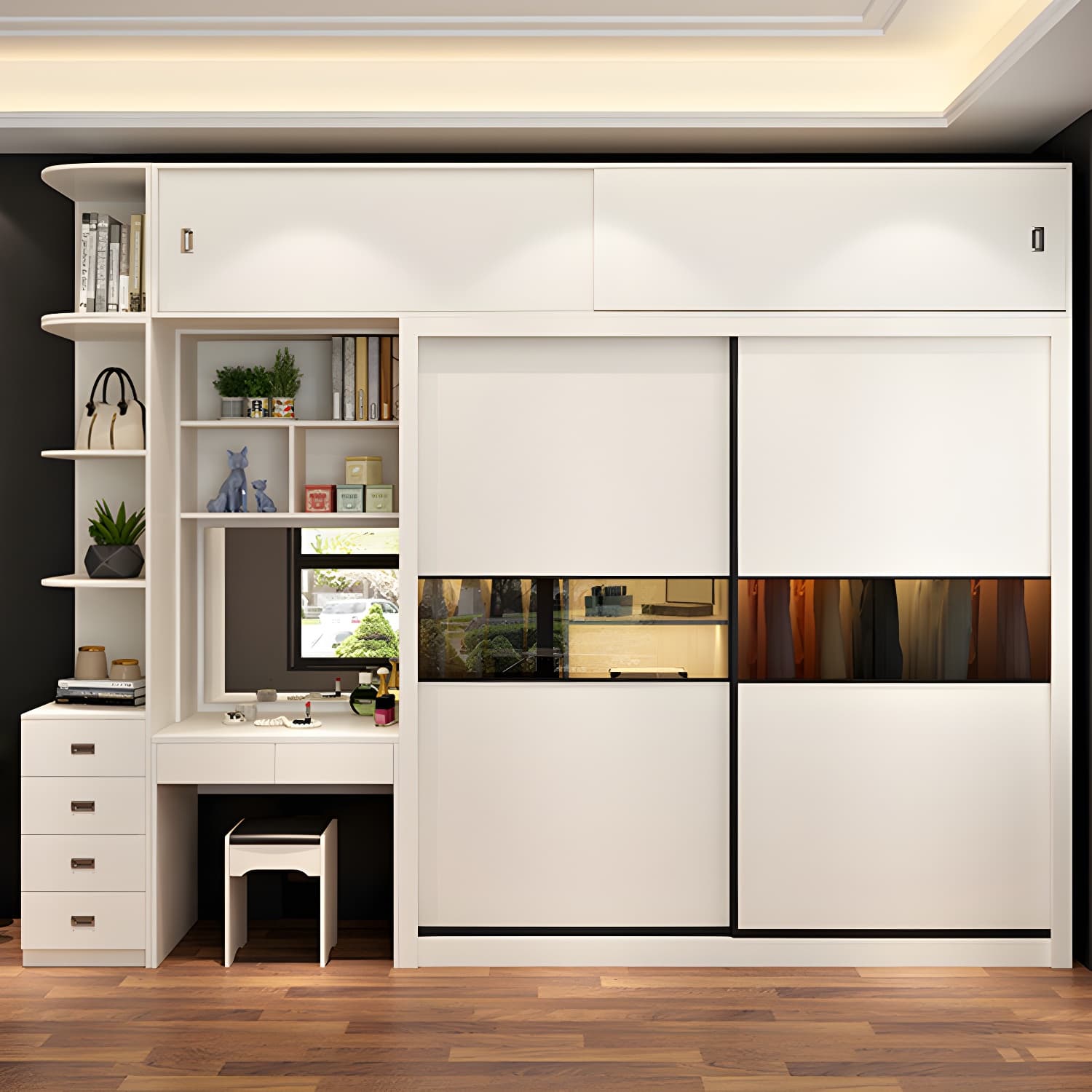 Contemporary Home Engineered Wood Wardrobe Freestanding Wardrobe Closet thumbnail 4