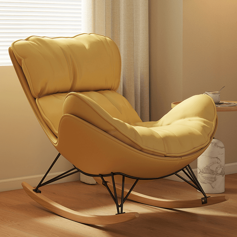 Simple Upholstered 2 Piece Set Porch Rocker with Scratch-tolerant Padded Ottoman - image 6