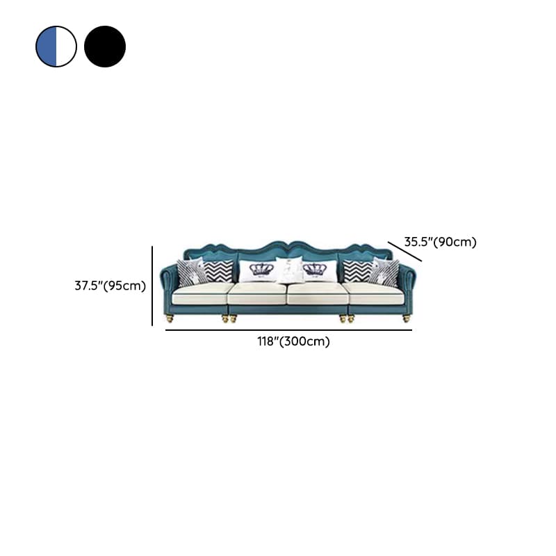 Glam Eco-Leather Flared Arm Sectional Sofa in Large Size with Nailhead Trim thumbnail 17