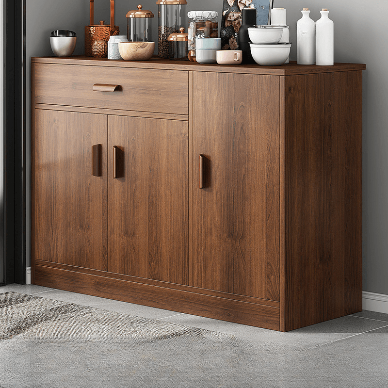 Trendy Narrow Kitchen Cabinet Base with Multiple Drawers and Doors, 2/3 Interior Shelves, Compartment Storage, and Lumber Countertop thumbnail 8