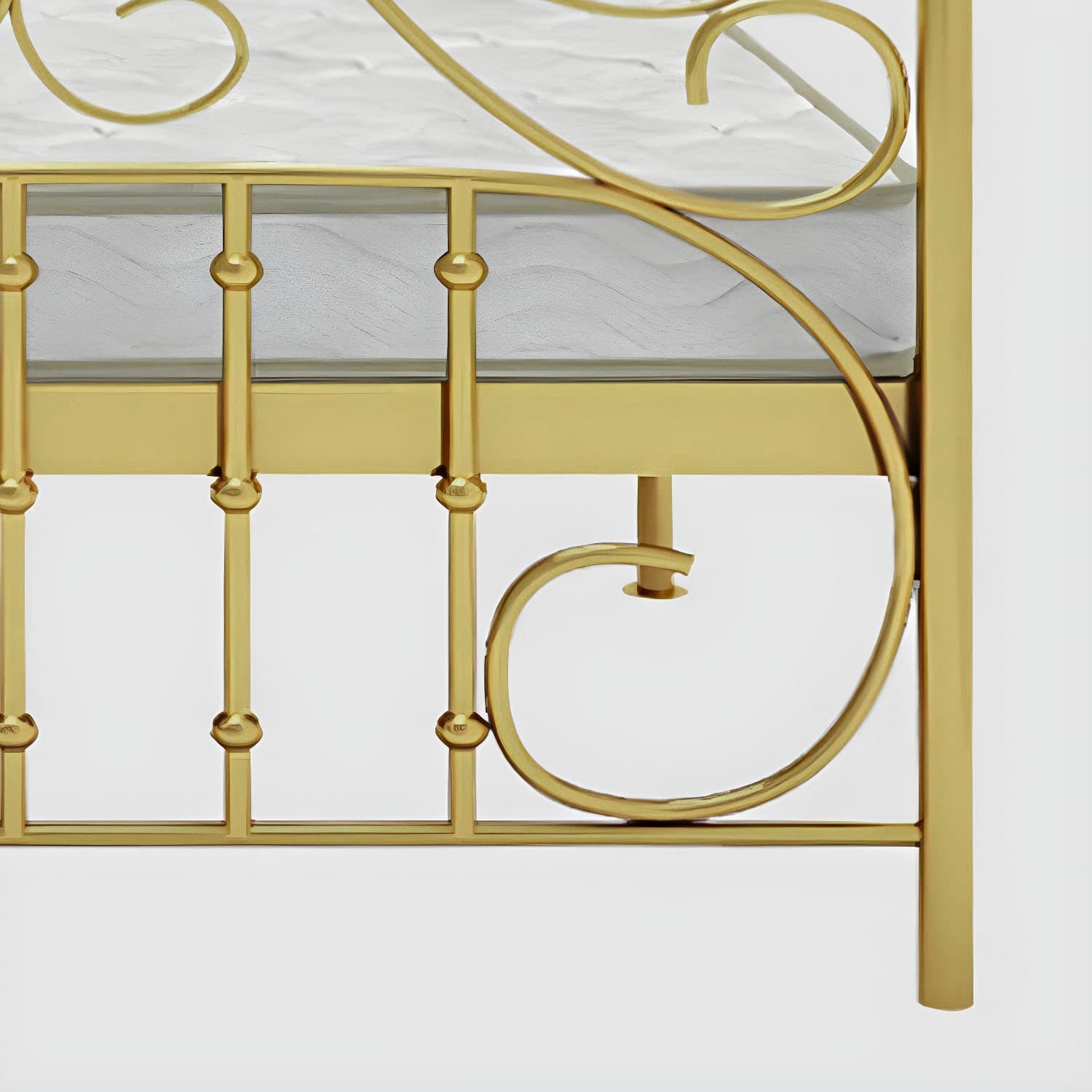 Glam Metal Bed Frame with Camelback Open-Frame Headboard and Footboard thumbnail 8