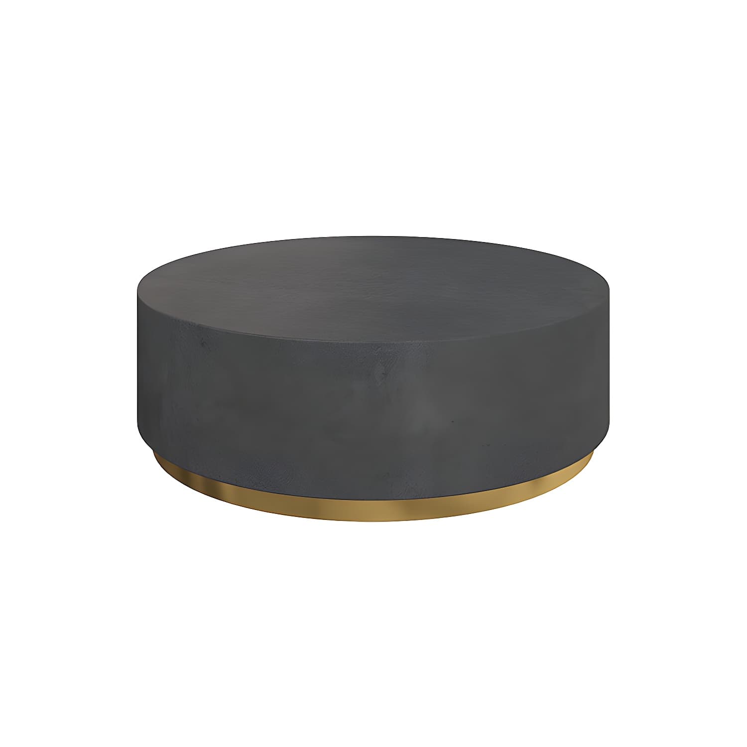 Drum Base Design Black/grey Faux Concrete Top Metal Base Round Coffee Table thumbnail 11