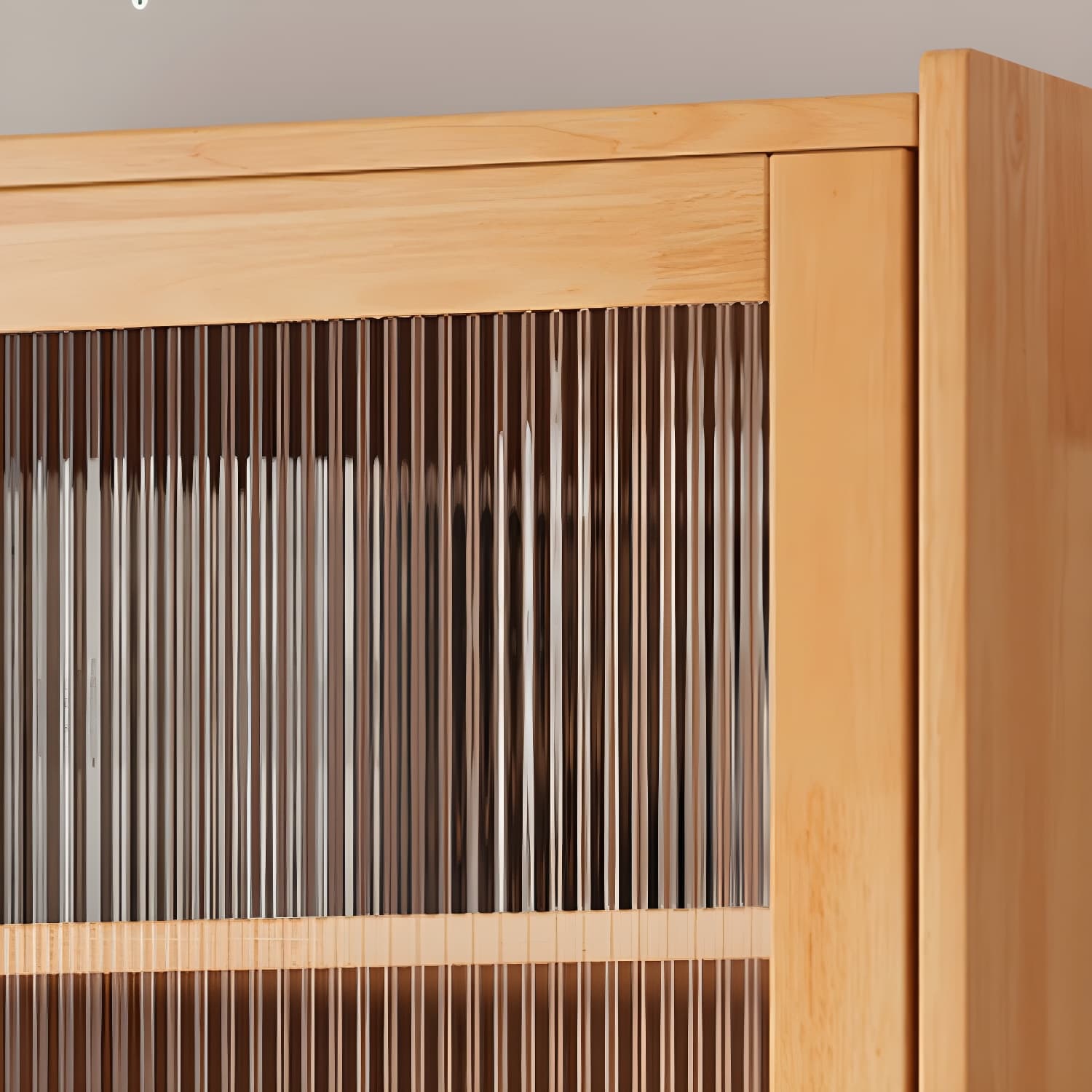 Scandinavian Glass Door Wood Cabinet with Drawers and Adjustable Shelves - Elegant Storage Furniture thumbnail 9