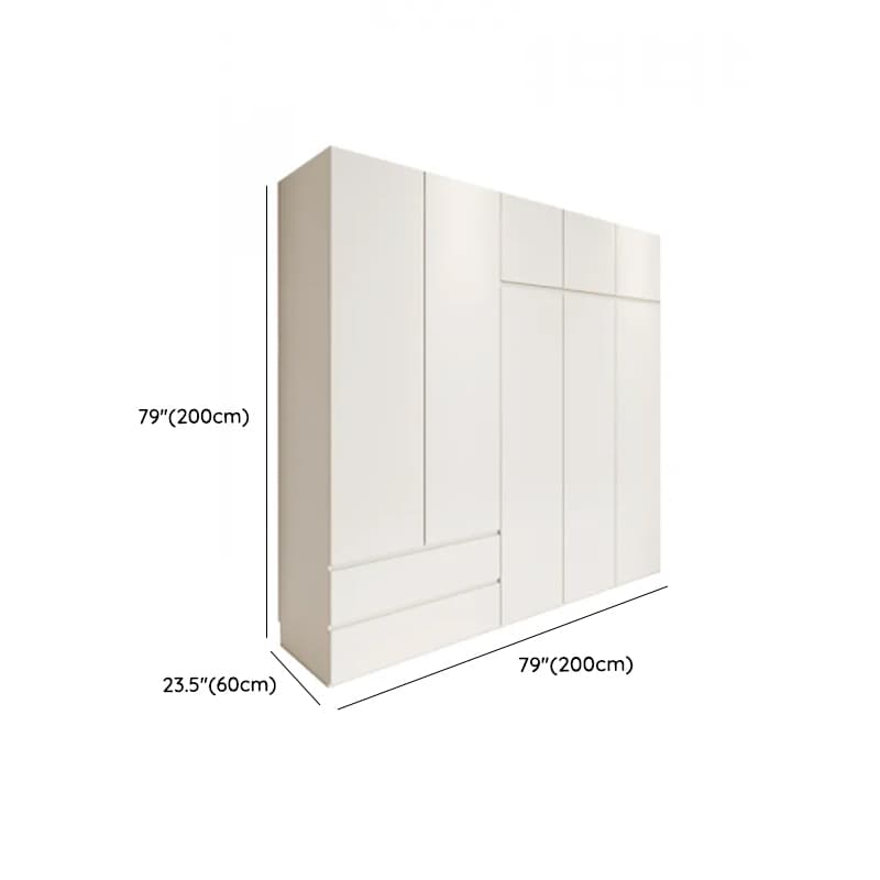 White Minimalist Manufactured Wood Independent Wardrobe Closet with Soft Close Drawer, Soft Close Door, and Interior Shelves thumbnail 14