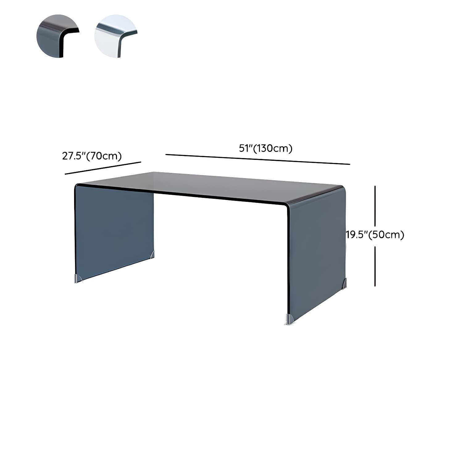 Modern Glass Coffee Table with Transparent Rectangular Top & Sleek Sled Base thumbnail 16