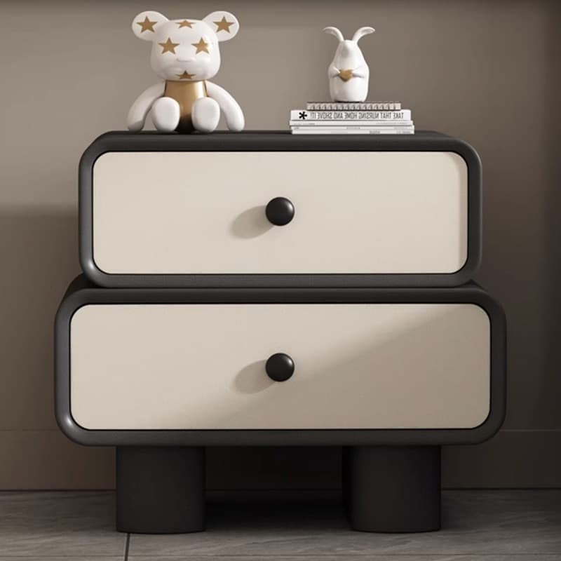 Contemporary Wood Nightstand with Drawer Storage and Faux Leather Countertop thumbnail 14