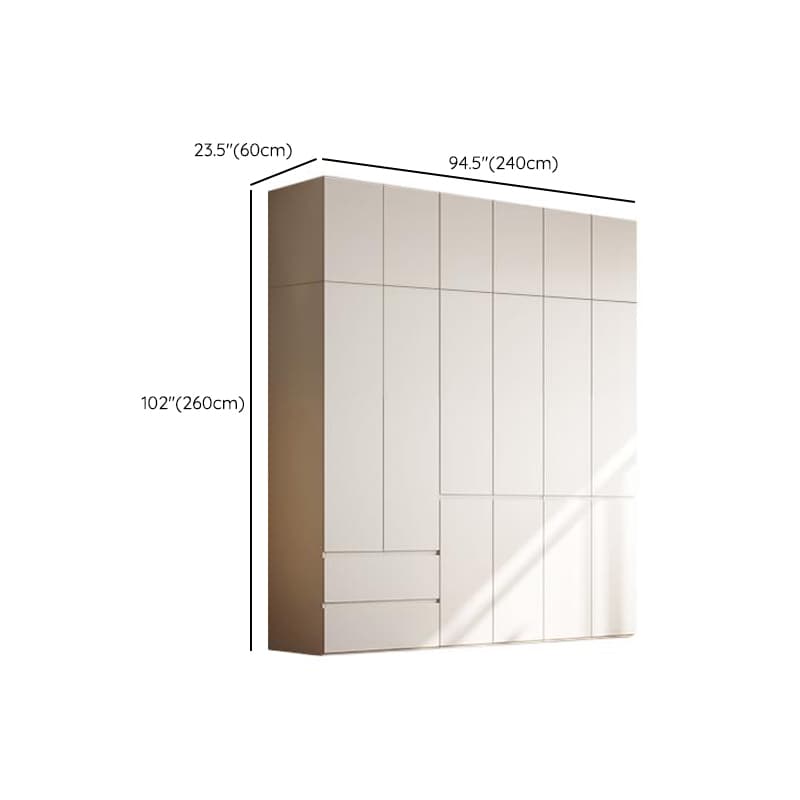 Chalk Modern Natural Wood Standalone Almirah with Soft Close Drawer, Interior Shelves, and Hanging Rod thumbnail 22